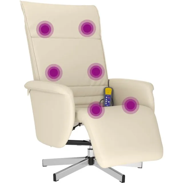 vidaXL Massagestoel - verstelbaar - met - voetensteun - kunstleer - crèmekleurig