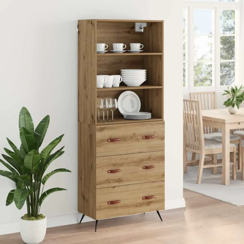 vidaXL Hoge kast Artisan Eiken 69,5 x 34 x 180 cm Bewerkt hout, foto 4