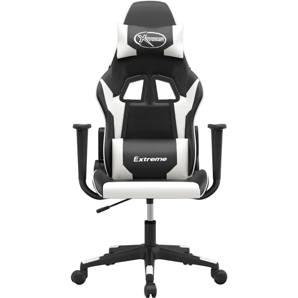 vidaXL Massage gamestoel kunstleer zwart en wit