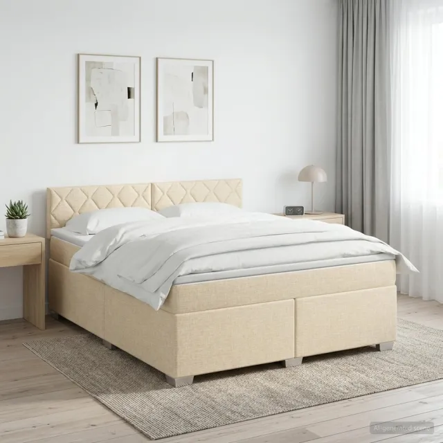 vidaXL Boxspringbed met matras Crèmekleurig 180 x 200 cm Stof