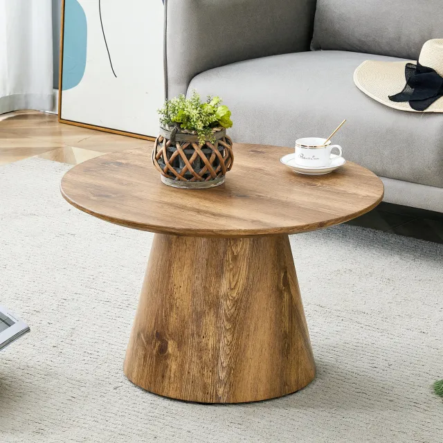 CHICFURN Salontafel - Compact - Houtlook - Rond - Houtkleur