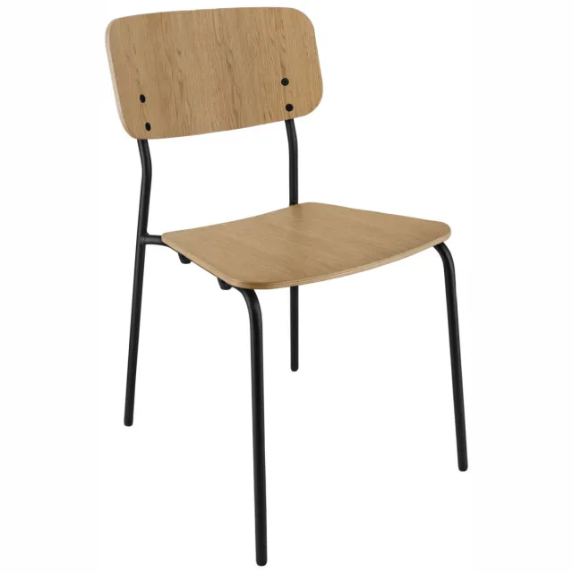 PULSIVA 4x PULSIVA Houten stoel Kantino; 46x52x78 cm (BxDxH); zitting eiken, frame zwart; 4 stuk / verpakking