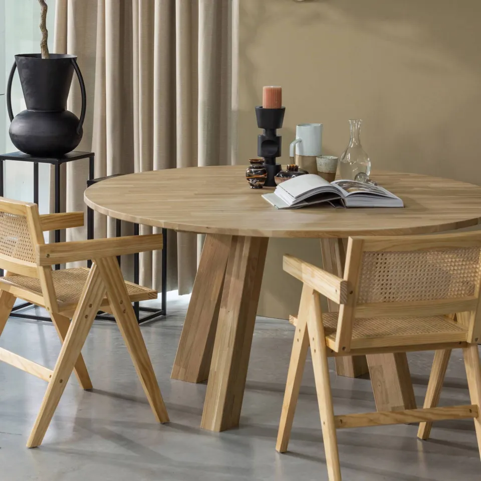 WOOOD Rhonda Eetkamertafel XL - Eiken - Blacknight - Ø150 cm, foto 2