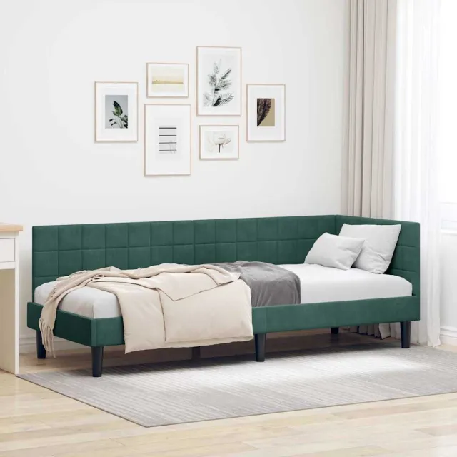 vidaXL Hoekbedframe Donkergroen 80 x 200 cm fluweel groen