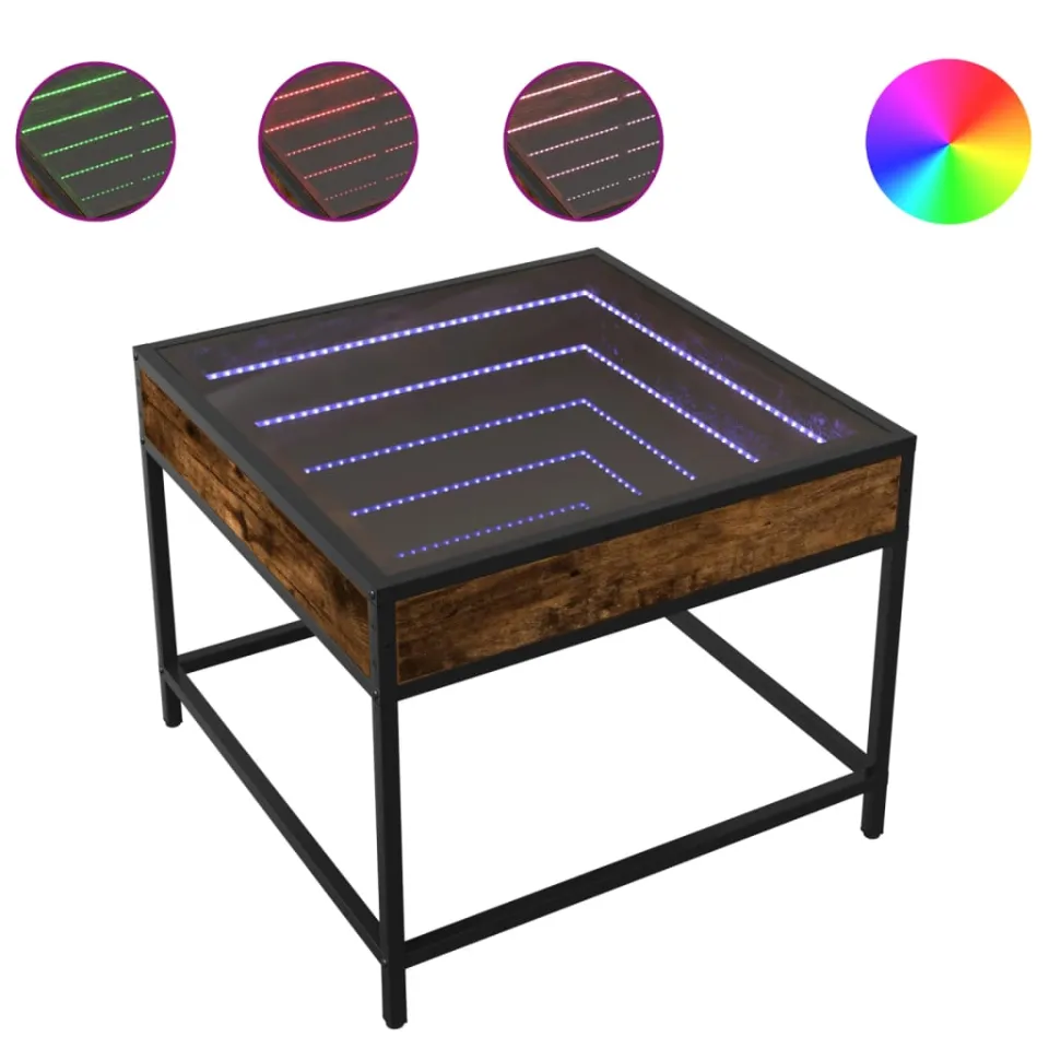 vidaXL Salontafel met Infinity LED 50x50x41 cm gerookt eikenkleurig, foto 4