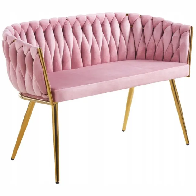 Furnitex SF2-FX (G) - Tweezitsbank - Roze fluweel - Goudkleurige metalen poten Roze;Goud