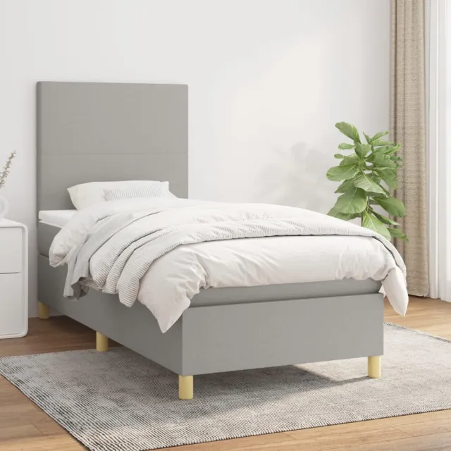 vidaXL Boxspring met matras stof lichtgrijs 90x200 cm grijs