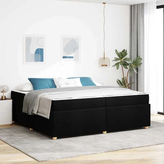 vidaXL Bedframe met matras Zwart 200 x 200 cm Stof