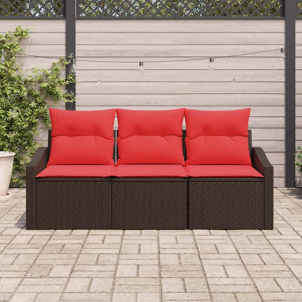 vidaXL Bankstel 3 st Bruin poly rattan, foto 3