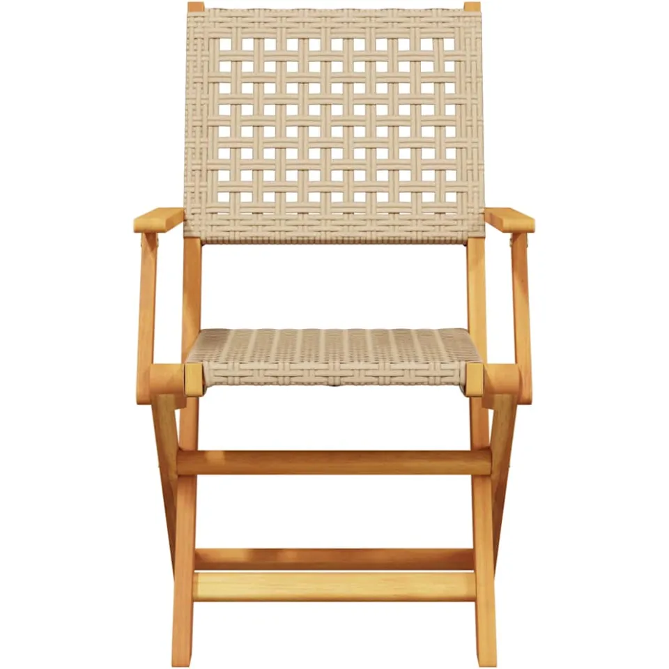 vidaXL 3-delige Bistroset poly rattan en massief hout beige, foto 4