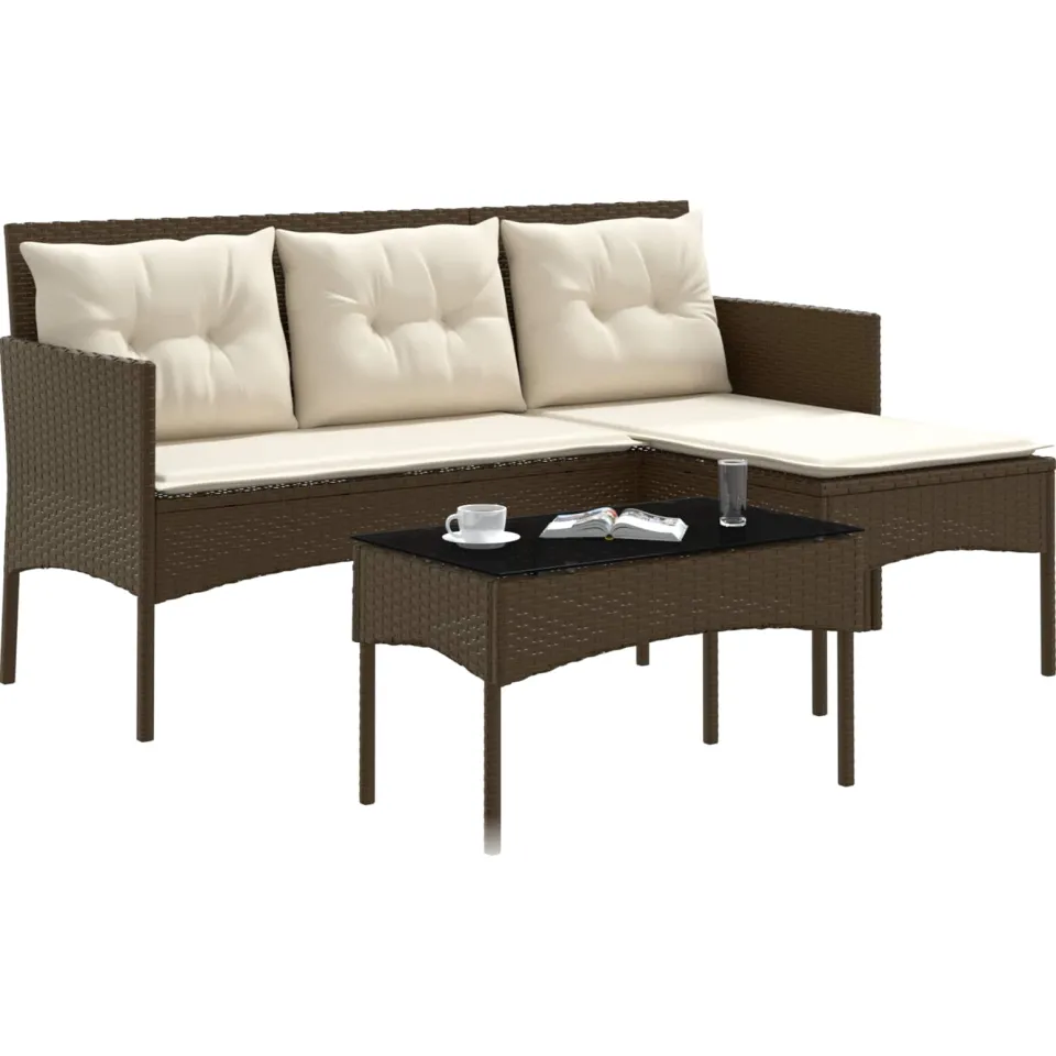 vidaXL Tuinbankenset 2 st poly rattan Bruin