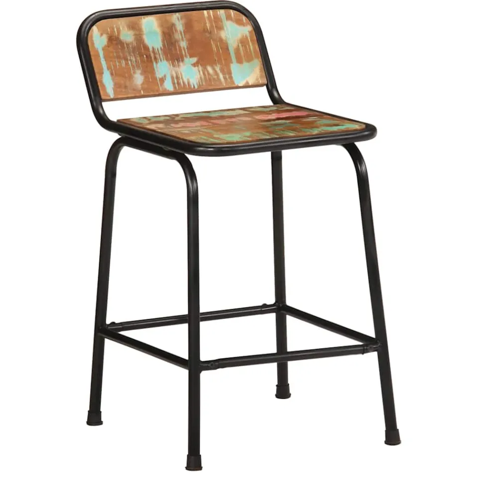 vidaXL Barkrukken 2 st 46x35,5x70 cm massief gerecycled hout bruin, foto 3