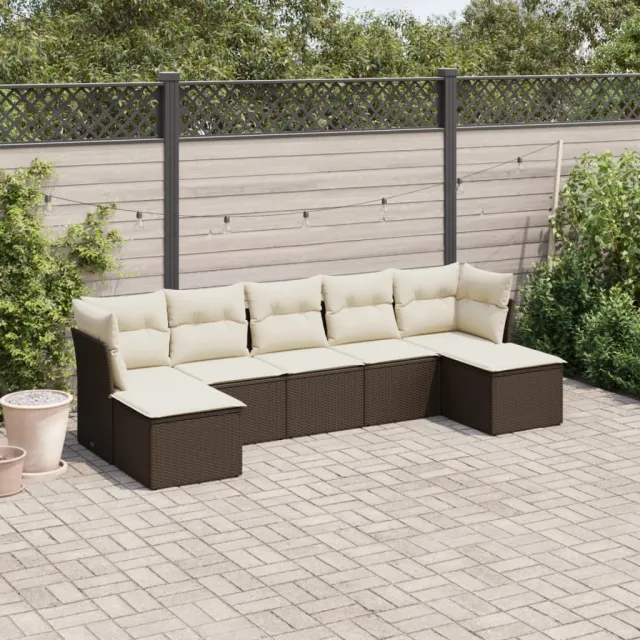 vidaXL 7-delige Loungeset met kussens poly rattan bruin, foto 2