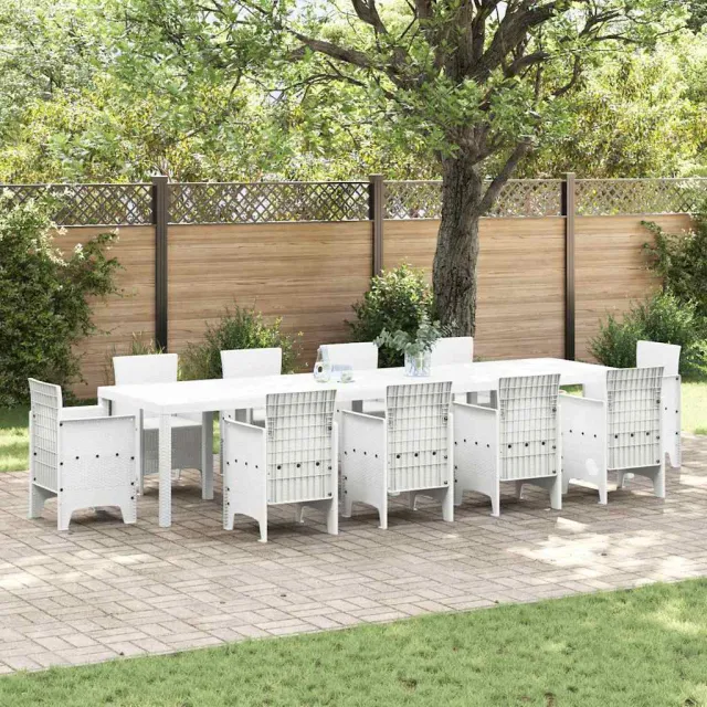 vidaXL Tuinstafel Wit 350 x 100 x 74 cm poly rattan, foto 2