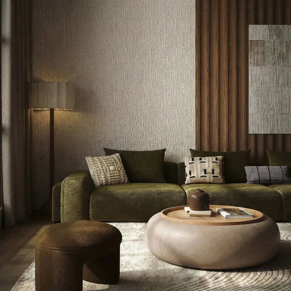 Giga Meubel Salontafel Draby - Taupe/Naturel - Met Opbergruimte - Ø102cm, foto 5