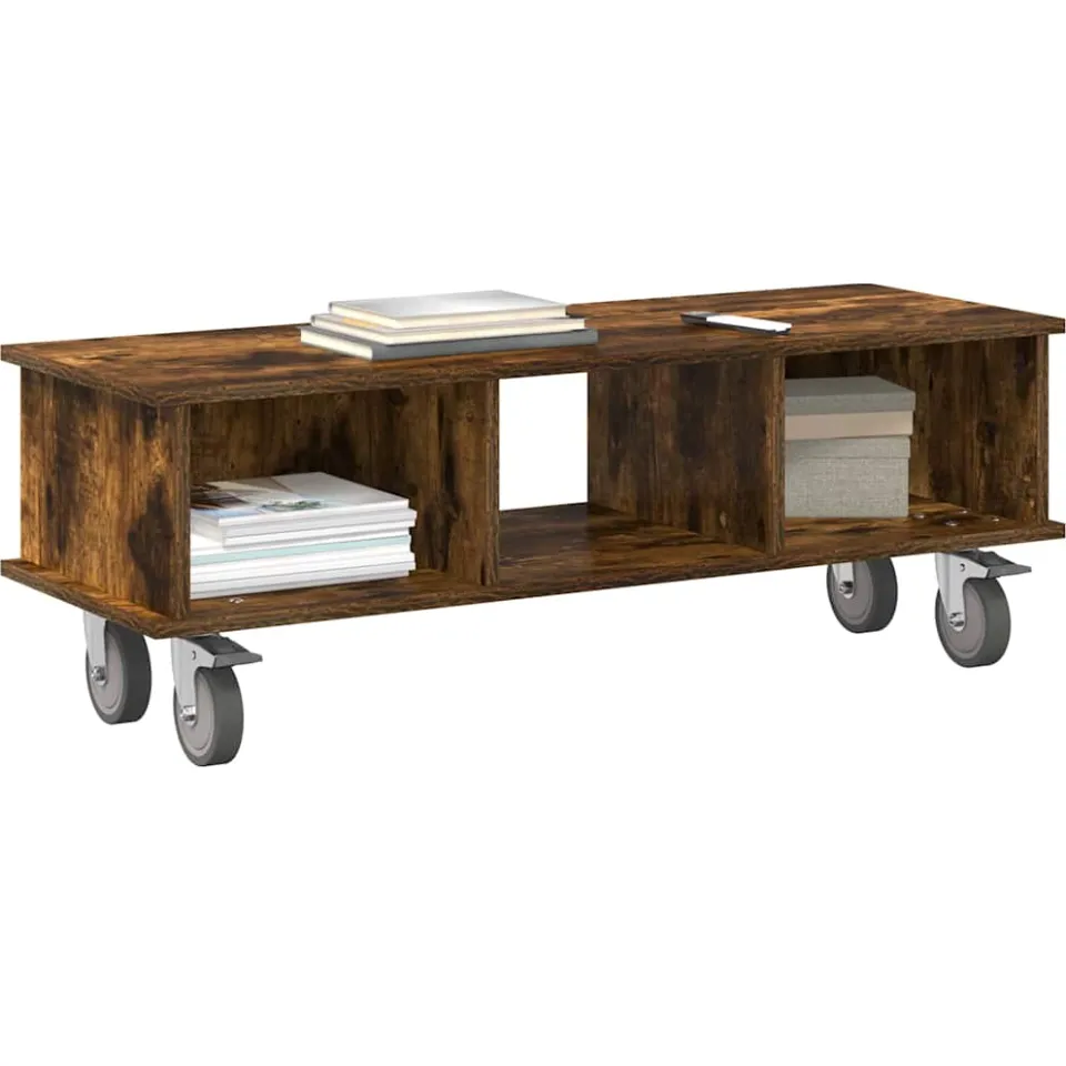vidaXL TV-standaard 100 x 35 x 35 cm Gerookt eiken Bewerkt hout Bruin