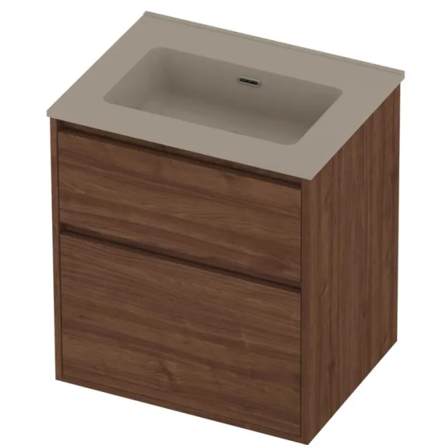 Proline Tribute Badmeubelset Porselein 1 Gat 60x46x67 cm Mat Crème Cotton Indian Walnut Houtlook