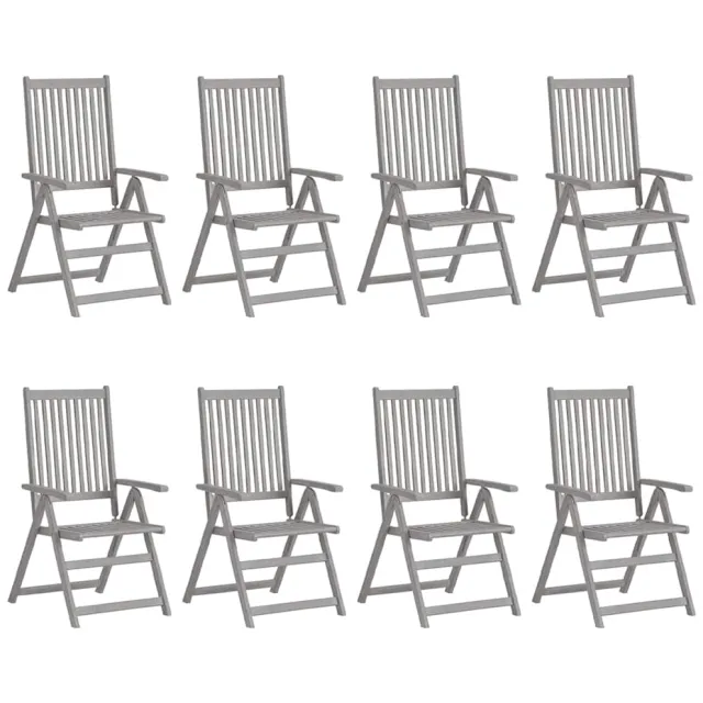 vidaXL Tuinstoelen 8 st verstelbaar massief acaciahout grijs