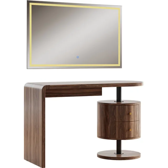 Vicco Kaptafel Lara, Eiken rustiek, 120 cm met LED-spiegel