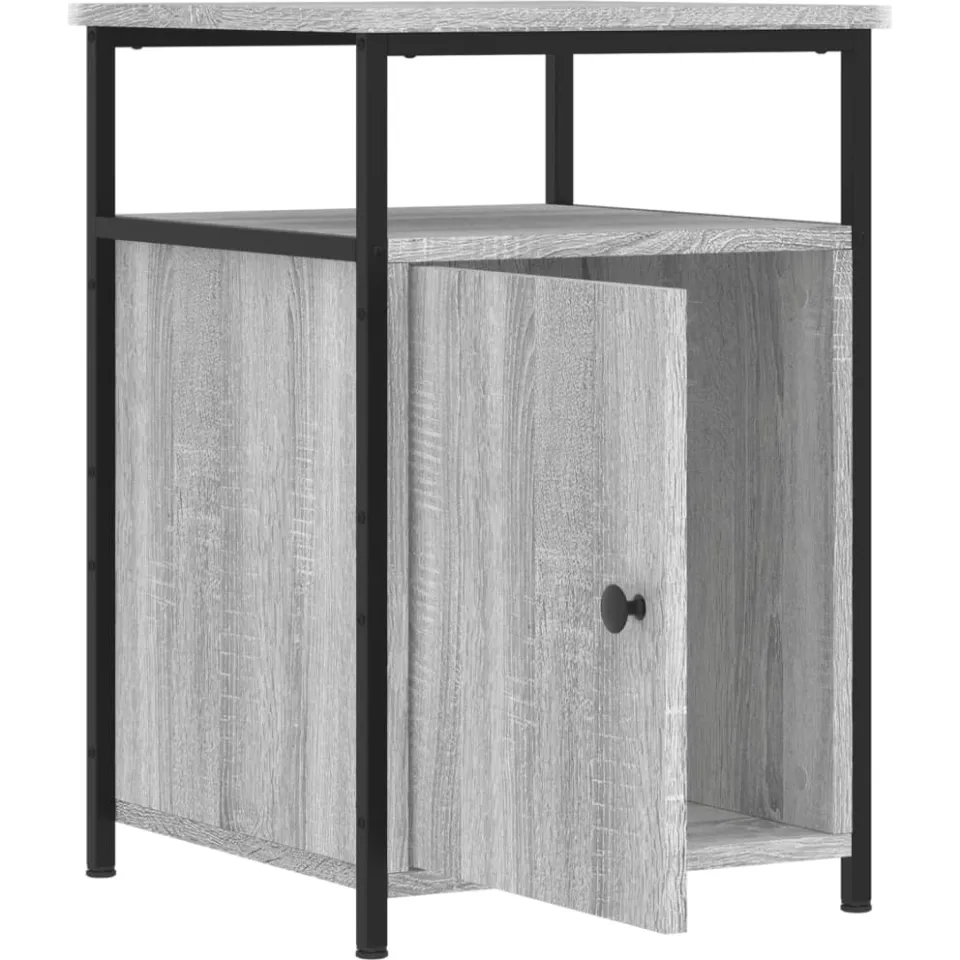 vidaXL Nachtkastjes 2 st 40x42x60 cm bewerkt hout grijs sonoma eiken, foto 4