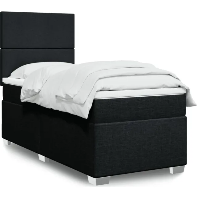 vidaXL Boxspring met matras stof zwart 90x190 cm