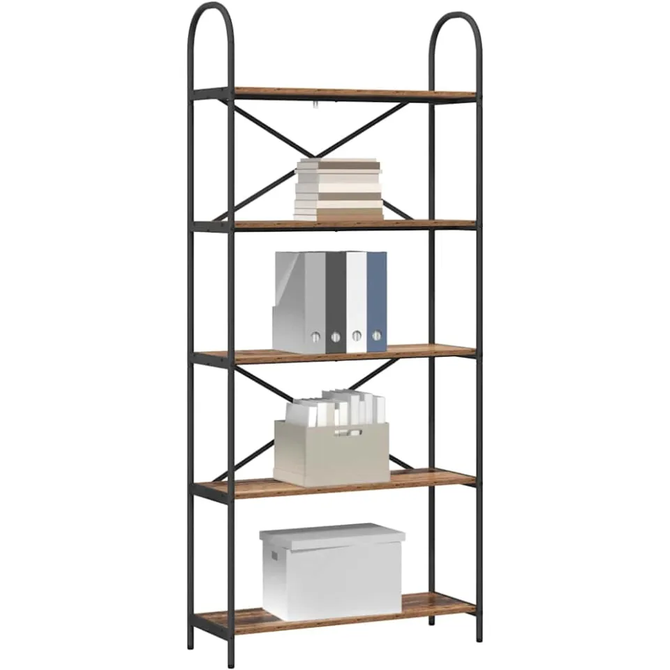 vidaXL Boekenkast 5-laags 80 x 30 x 183 cm Bewerkt hout Oudhout bruin