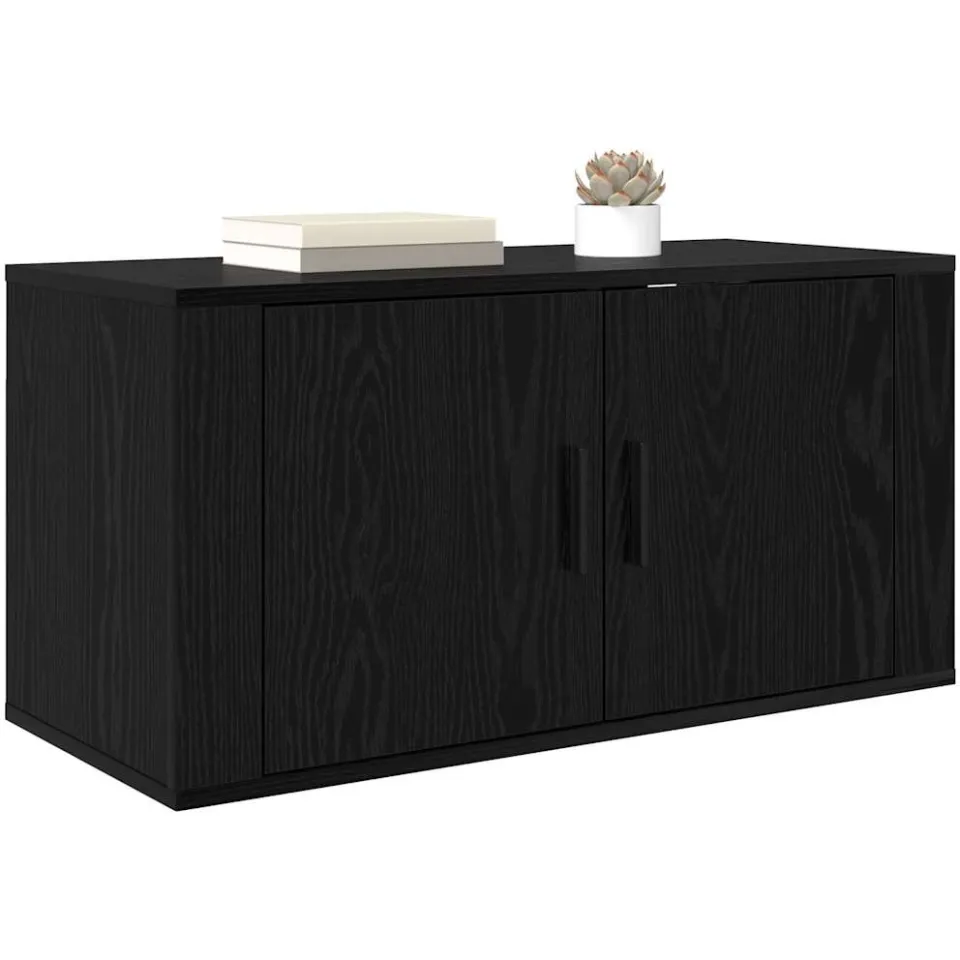 vidaXL Wandgemonteerde TV-kast 80 x 34.5 x 40 cm Zwart eiken