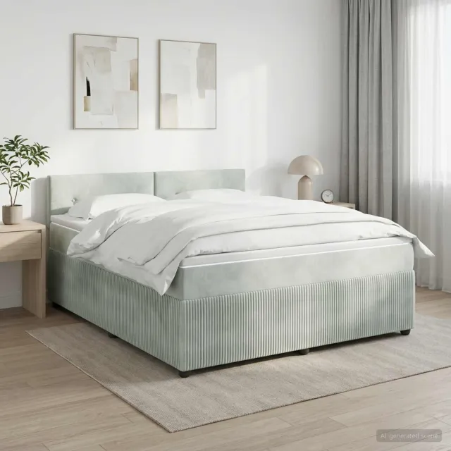 vidaXL Boxspringbed met matras Lichtgrijs 180 x 200 cm Fluweel