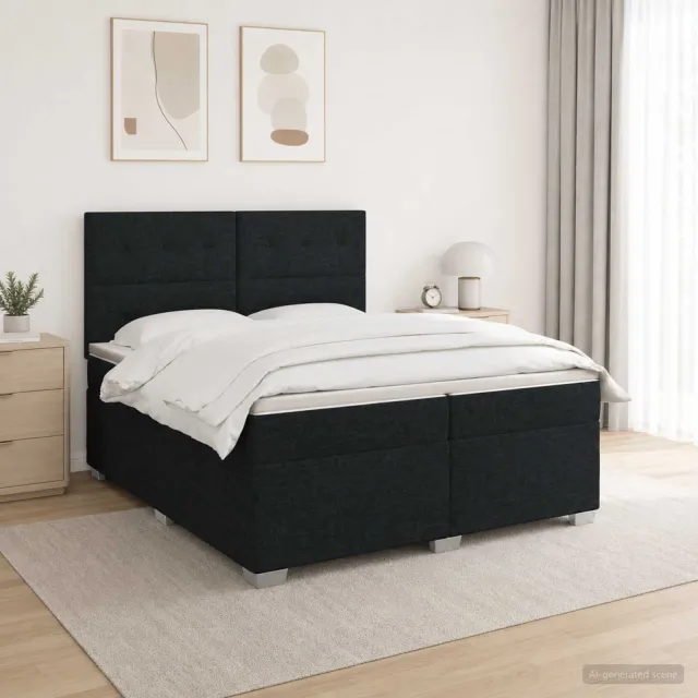 vidaXL Boxspringbed met matras met hoofdeinde Zwart 200 x 200 cm Stof