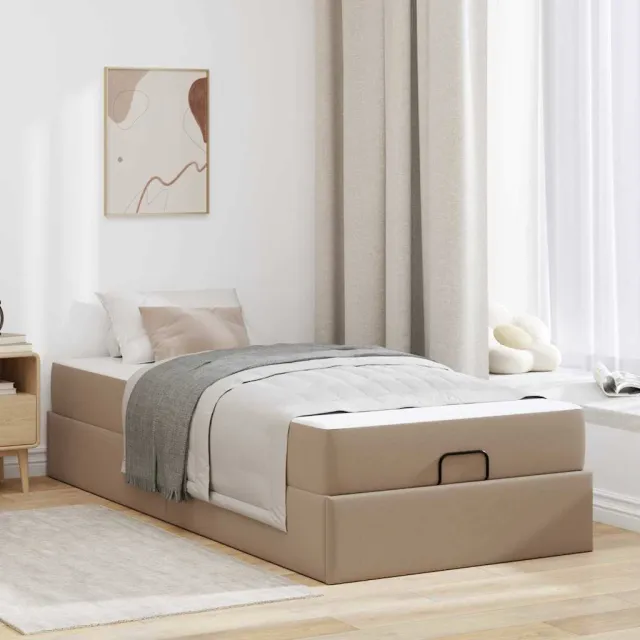 vidaXL Bedframe met matras Anders 2 st Tan PVC