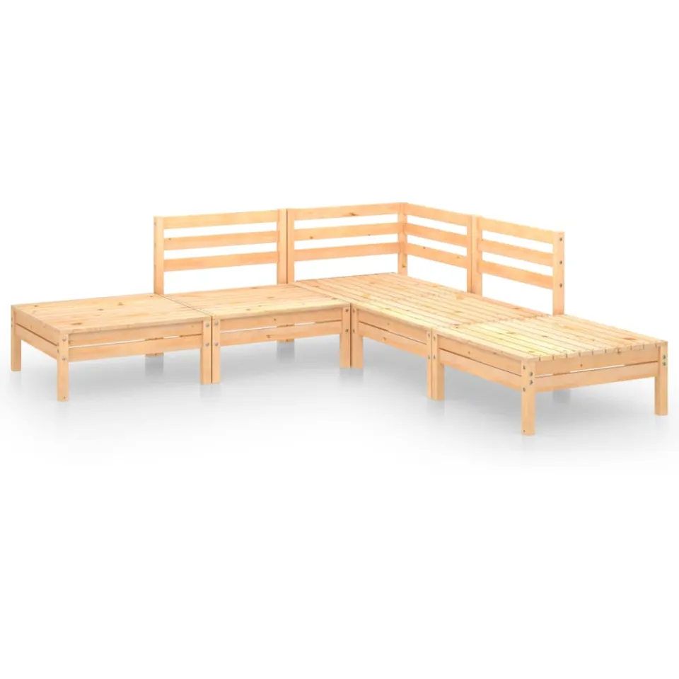 vidaXL 5-delige Loungeset massief grenenhout bruin, foto 3