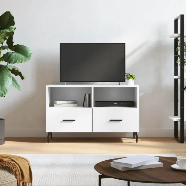 vidaXL Tv-meubel 80x36x50 cm bewerkt hout wit, foto 2