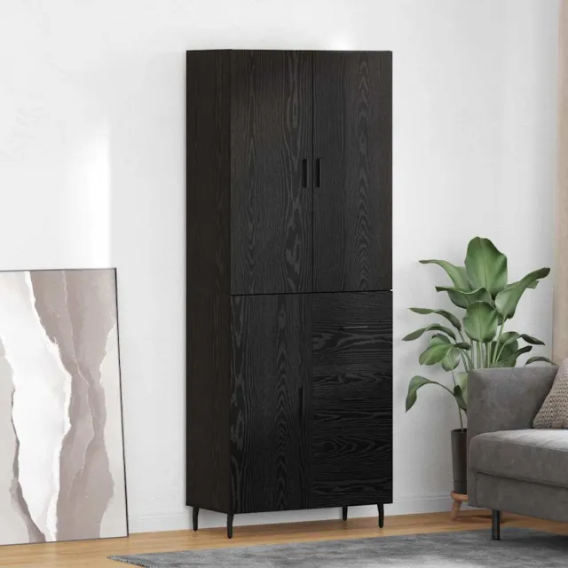 vidaXL Hoge kast 2 st Zwart eiken 69,5 x 34 x 180 cm Bewerkt hout, foto 2