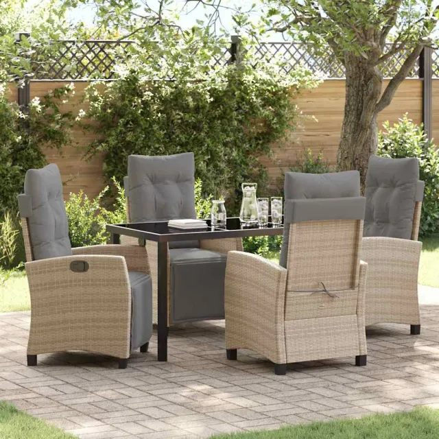 vidaXL Tuin eettafelset 5 st Beige poly rattan, foto 2
