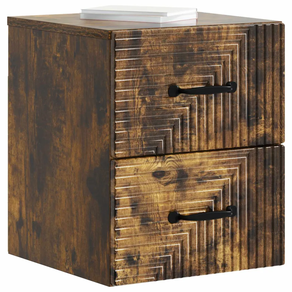 vidaXL Wandbeugel Bedkast 2 st Gerookt eiken 34,5 x 33 x 40 cm Bruin