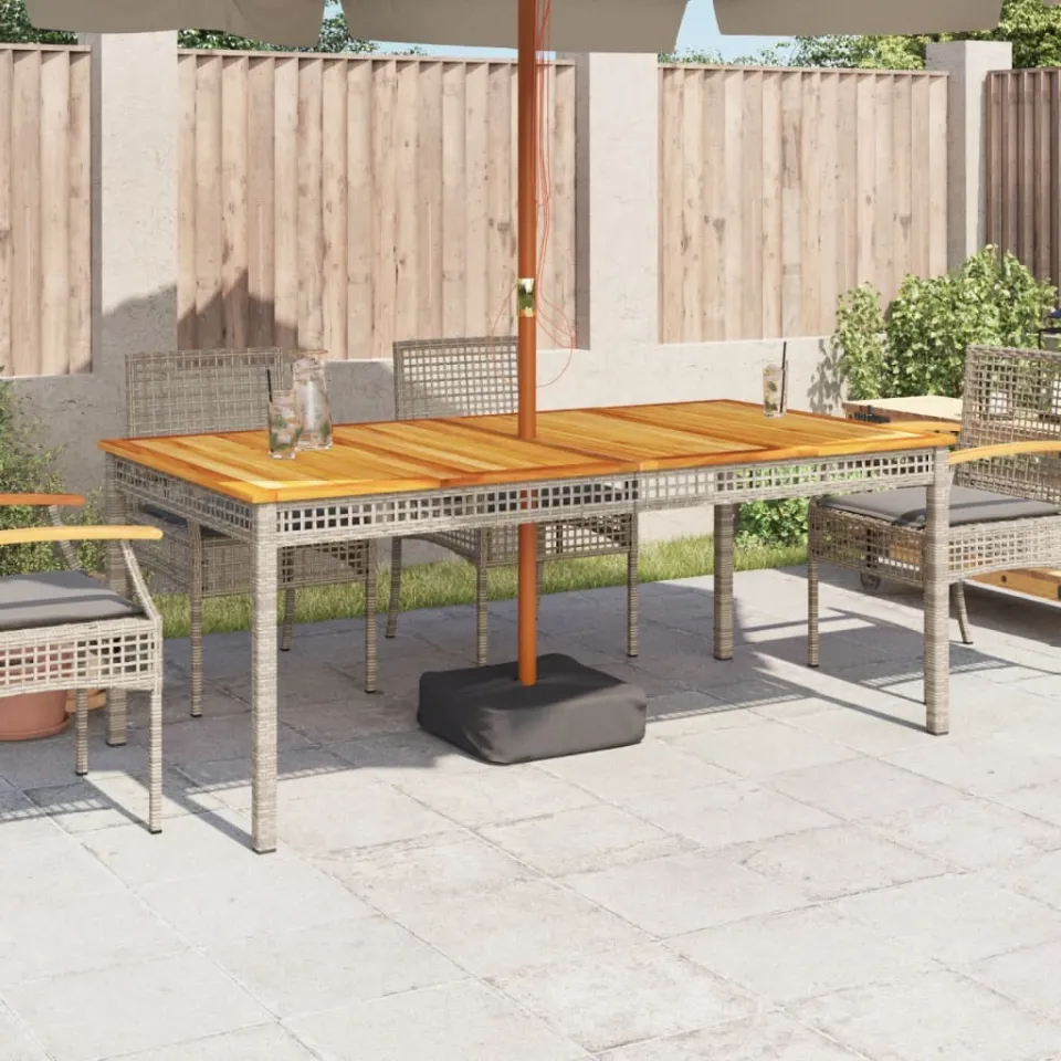 vidaXL Tuintafel 180x90x75 cm poly rattan en acaciahout grijs, foto 3