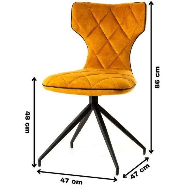 WAYS. Elegante eetkamerstoelen – Geel – Verfijnd en hedendaags design – Stevige metalen vierpoot – 6 stuks