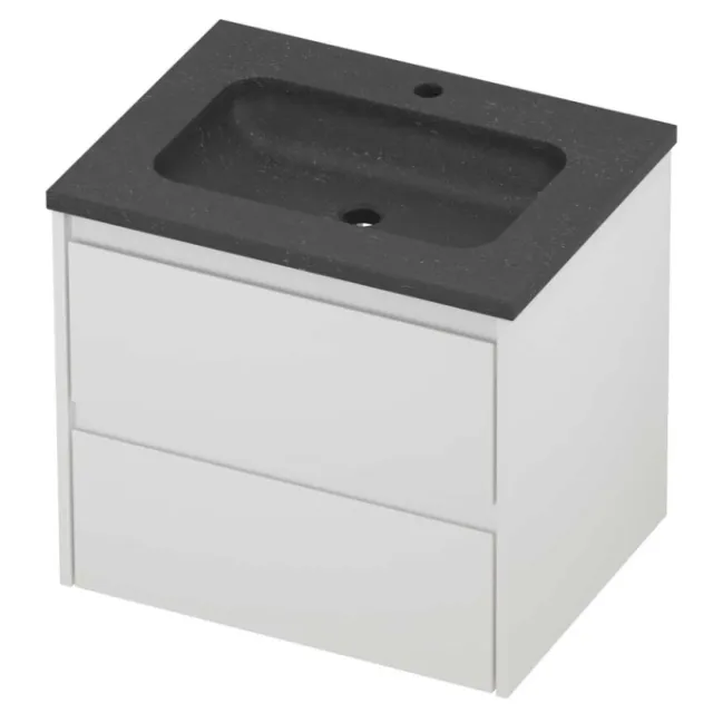 Proline Rollo Badmeubelset Hardsteen Elegant 1 Kraangat 60x46x54 cm Blue Stone Mat Wit