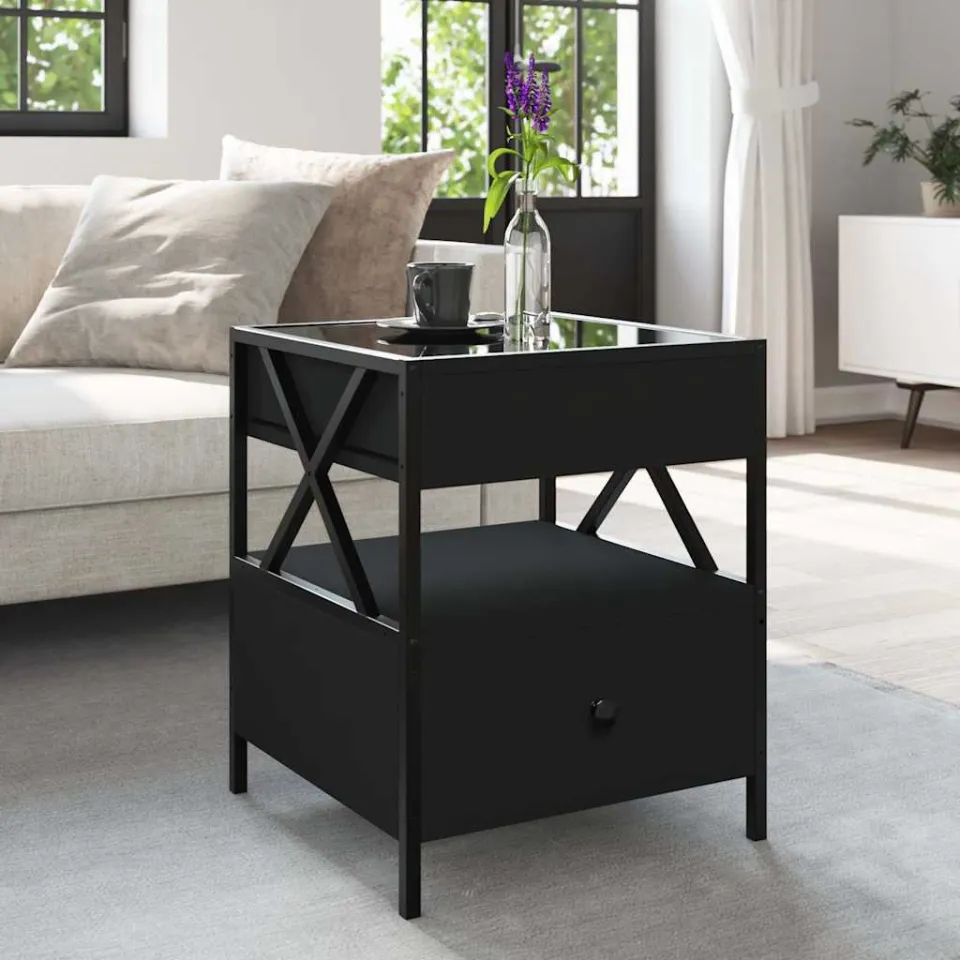 vidaXL Salontafel met Infinity LED 40x40x51 cm zwart, foto 3