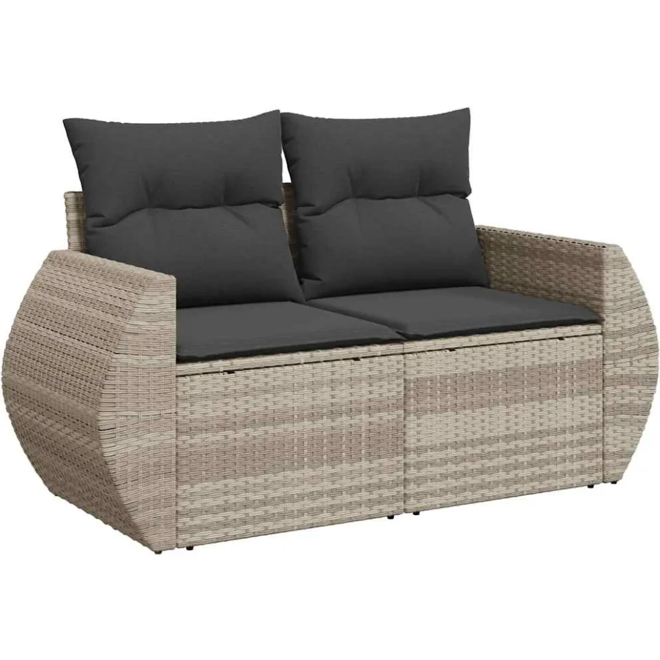 vidaXL 5-delige Loungeset met kussens poly rattan lichtgrijs grijs, foto 4