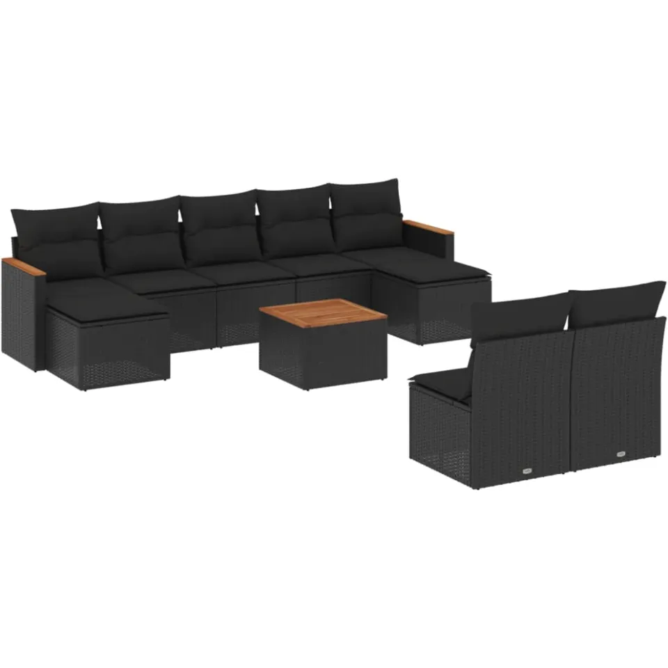 vidaXL Patio Sofa Set 10-zits Black, foto 3