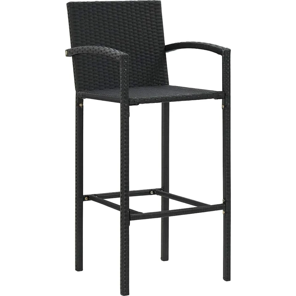 vidaXL 5-delige Tuinbarset massief acaciahout en poly rattan zwart, foto 4