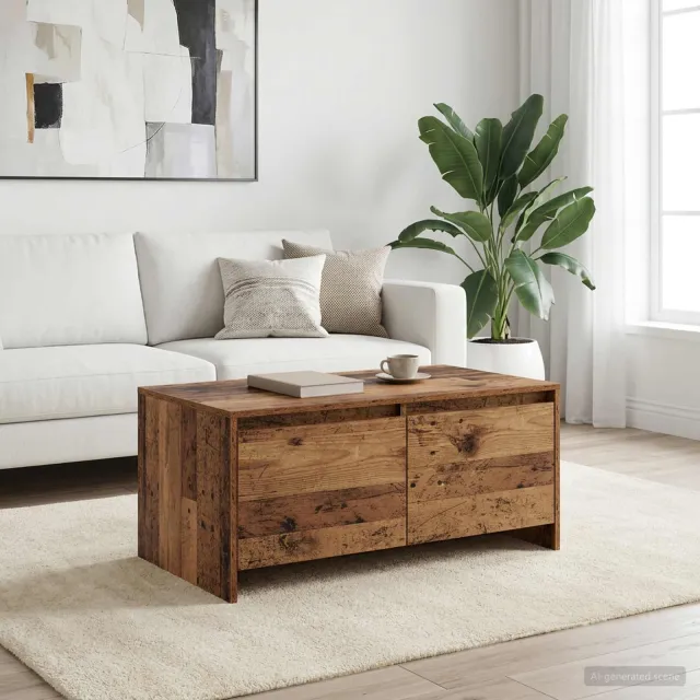 vidaXL Salontafel Eikenhout 90 x 50 x 41,5 cm Bewerkt hout Bruin