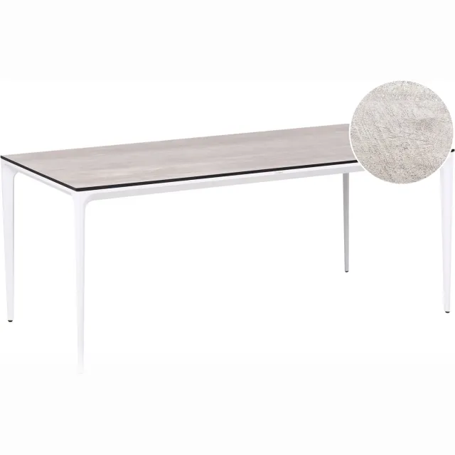 Beliani SOVARETO - Tuintafel - Wit/Lichtgrijs - HPL/Aluminium