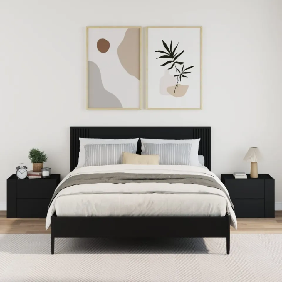 vidaXL Nachtkastjes wandgemonteerd 2 st 45x30x35 cm zwart, foto 3