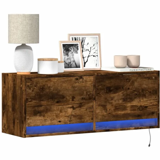 vidaXL Tv-wandmeubel met LED-verlichting 100x31x35 cm gerookt eiken Bruin