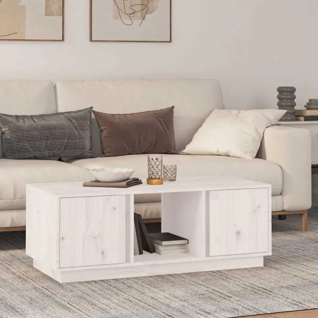 vidaXL Salontafel 110x50x40 cm massief grenenhout wit, foto 2