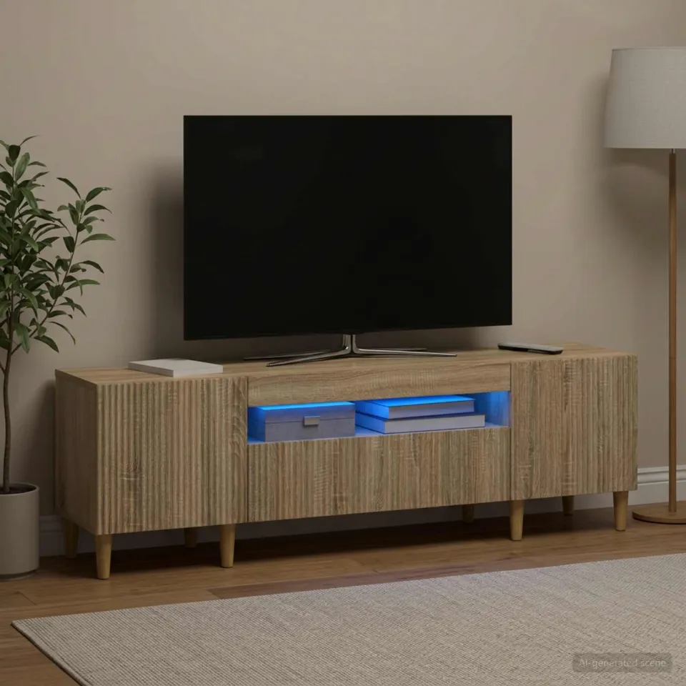 vidaXL LED tv-meubel ARNHEM 153 x 35 x 43 cm Sonoma Eiken Bewerkt hout, foto 4