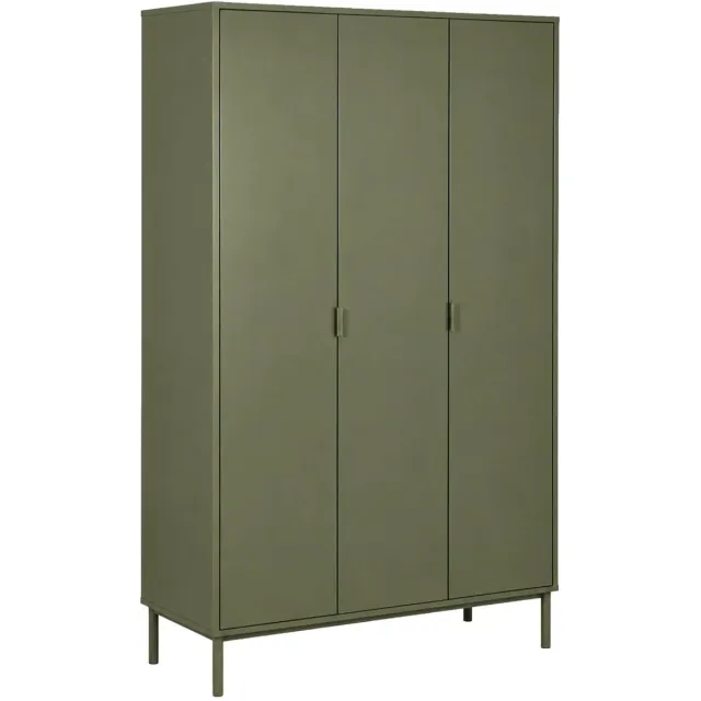 sweeek Kledingkast met 5 planken en 1 kledingstang houtdecor en metaal - ellie Kaki