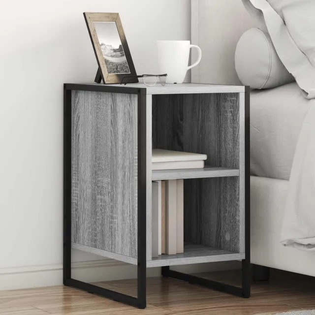 vidaXL Nachtkastje Grijs Sonoma 39.5 x 30 x 50 cm Bewerkt hout, foto 2